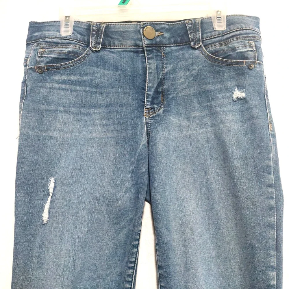 Democracy Womens 12 Jeans Ab Solution Distressed Skinny Ankle Stretch Light Wash - Picture 5 of 10